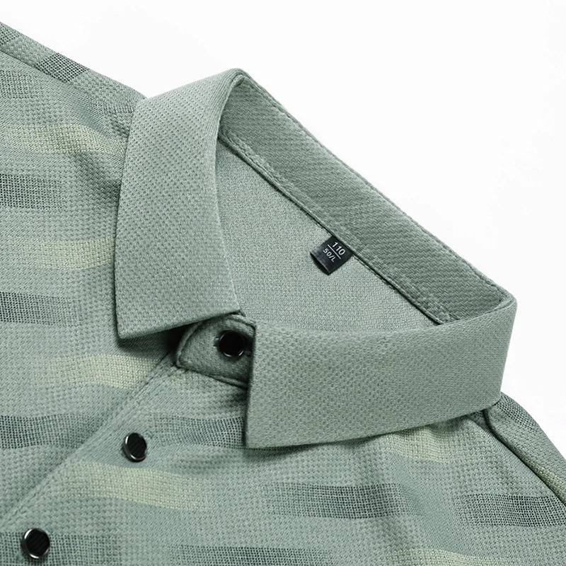Summer Mens Casual Fashion High-end Lapel Ice Silk Polo Shirt Dad Outfit 250704