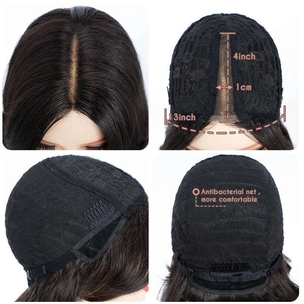 Synthetic For Black Women Long 28 inch Body Wave Wavy Middle Part Lace Wig Ombre Blonde Brown Cosplay Wigs