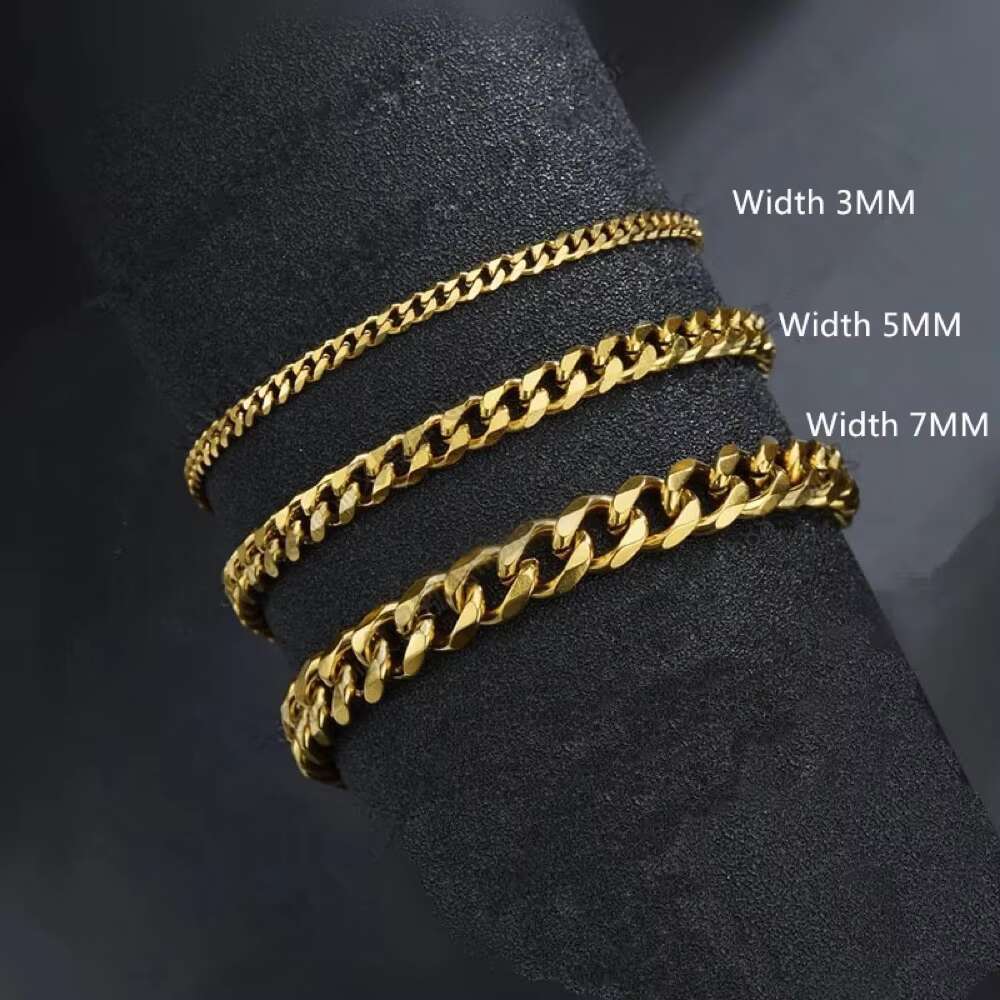 2022 New Arrivals Trendy Cuban Chain Men Bracelet Classic Stainless Steel 3/5/7mm Width Chain Bracelet for Men Jewelry Gift