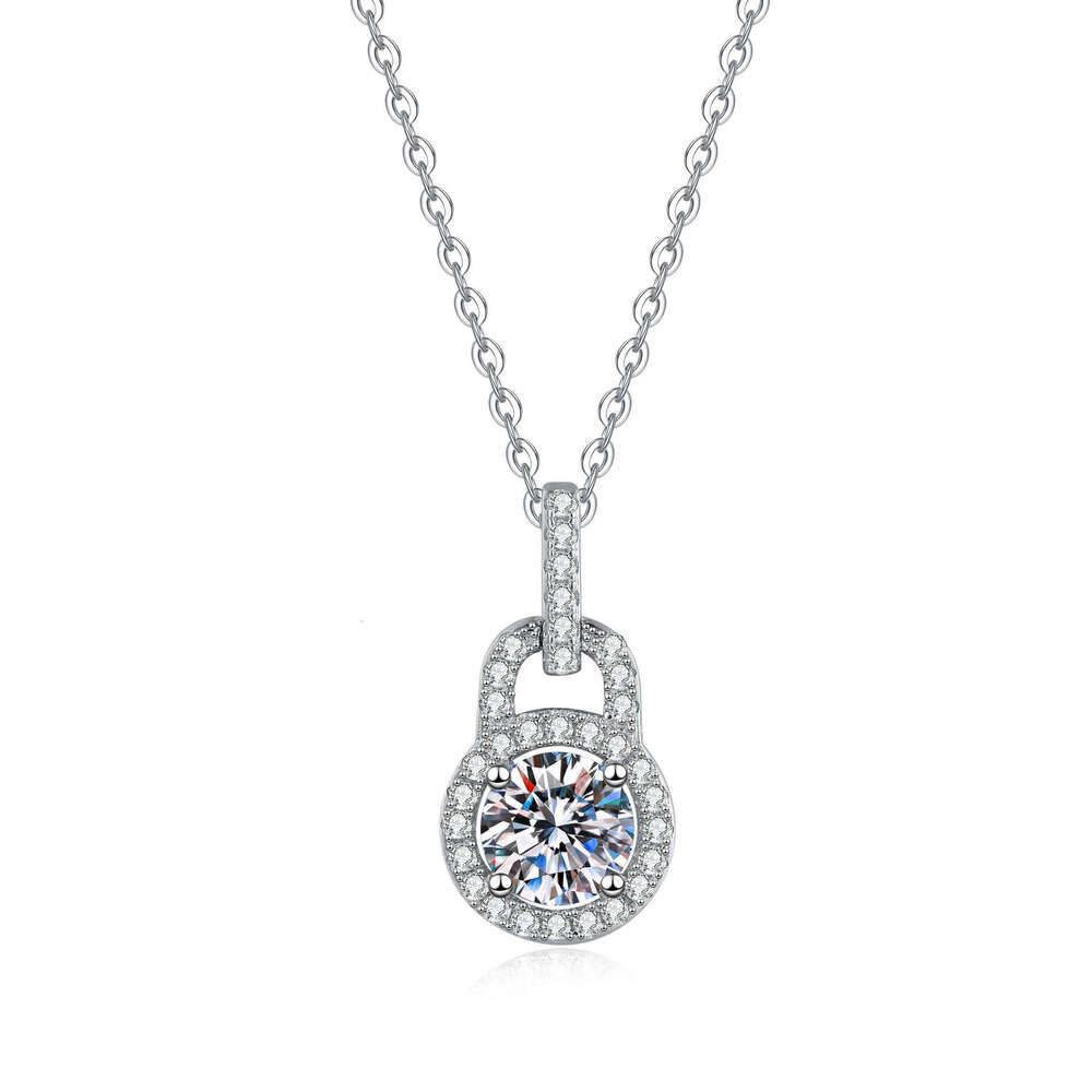 S925 Pure D Color MoiS925S925anite 1 caratS925 S925ier Pendant S925imple VerS925atile Lock Bag Necklace 83f