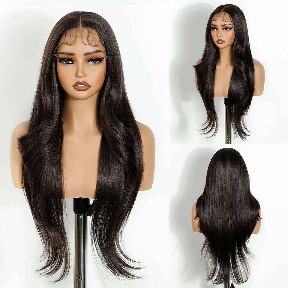 FASHION IDOL 28Inch 13X4 Front Synthetic Long Straight Lace For Women Ombre Blonde Wig Heat Resistant Cosplay Wigs