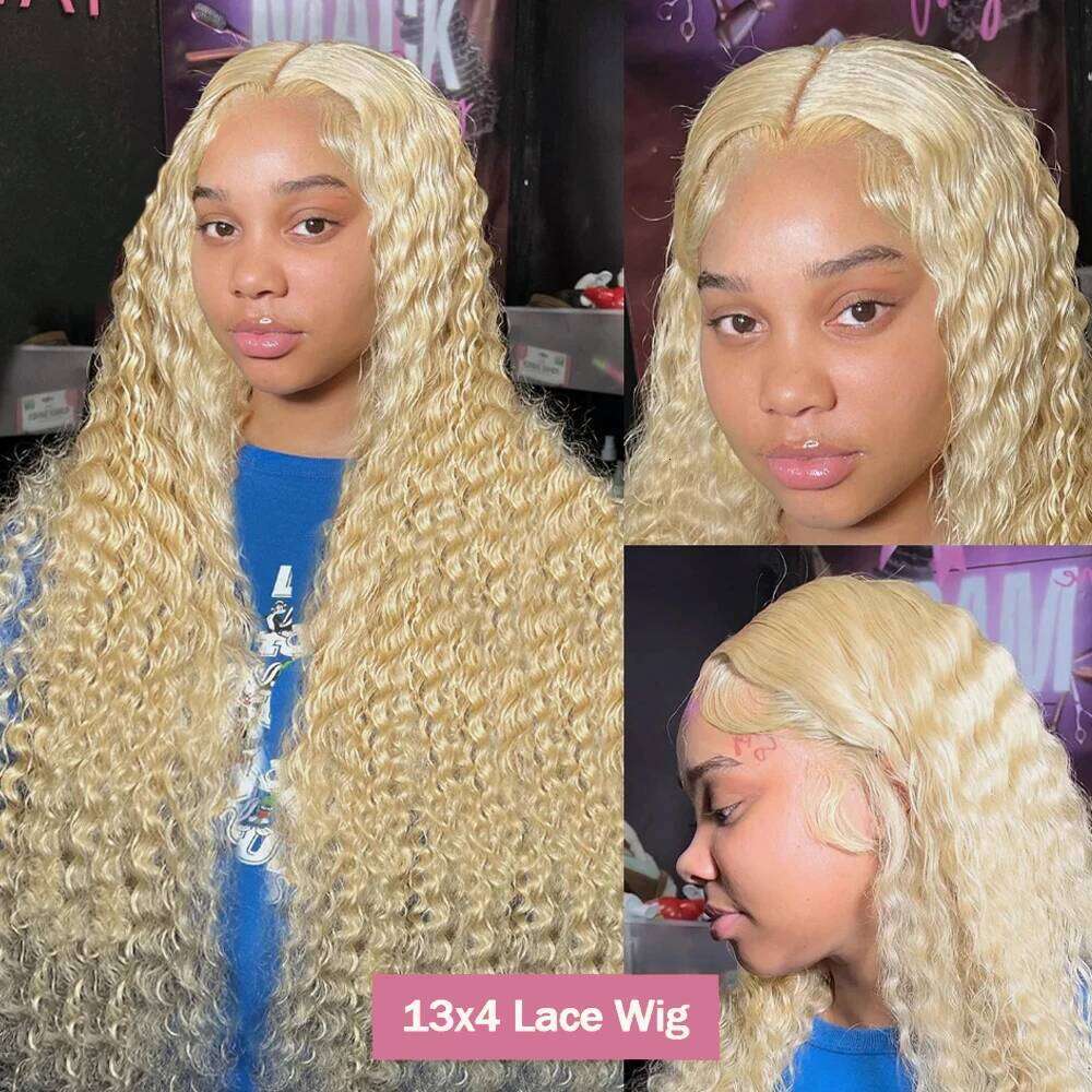 40 Inch 613 Honey Blonde 13x6 HD Transparen Deep Wave Lace Frontal Wig Colored 13x4 Curly Human Hair Wigs For Women