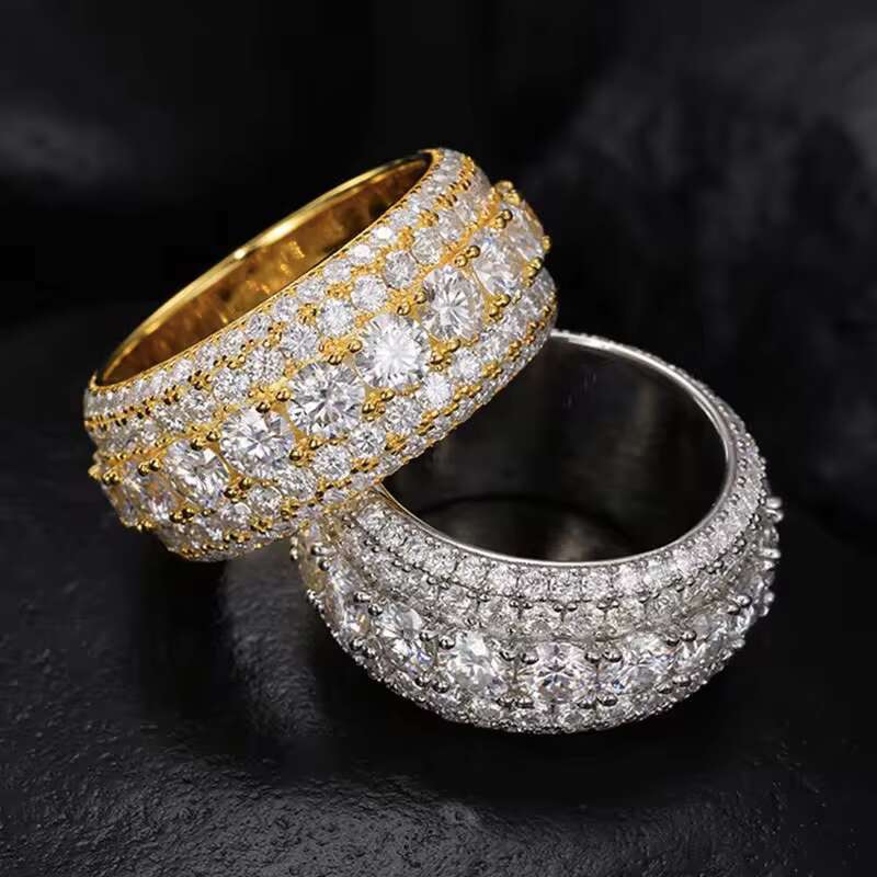 925 Silver Mens Eternity Ring Duty-Free Hip Hop Style with Dazzling VVS Moissanite Rapper Sparkling Design