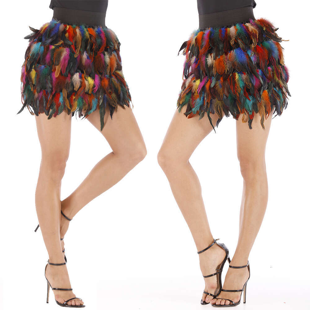 DS Performance Costume Jazz Dance European American Pea Feather Stage Outfit Irregular Half Skirt 2025 New Style Elegant and Unique Clothing