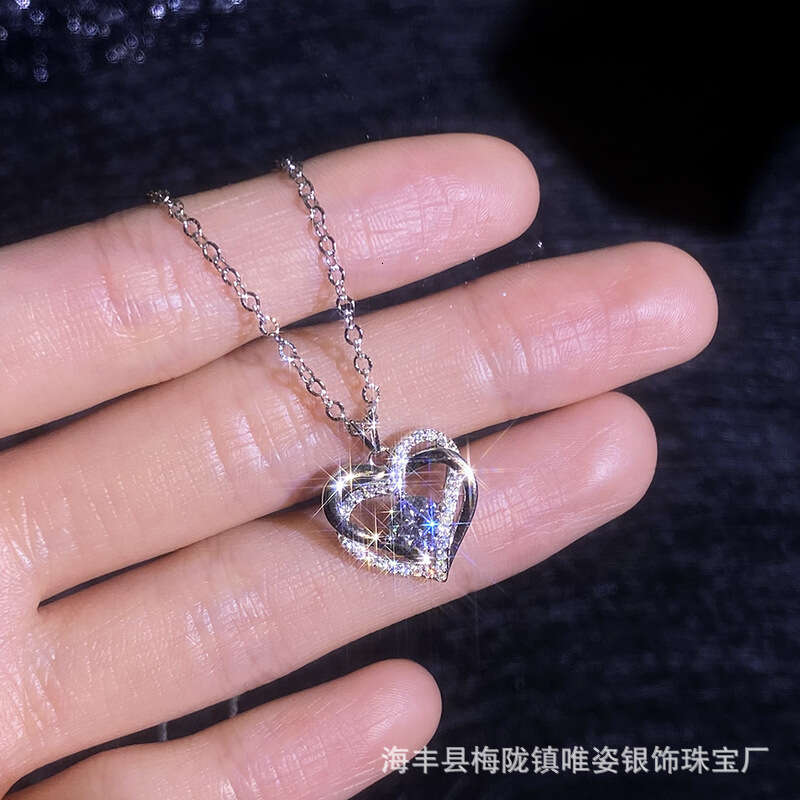 S925 Pure S925ier MoiS925S925anite Eternal Heart Pendant Necklace Light High-End Feel Women'S925 Valentine'S925 Day Collarbone Chain 172