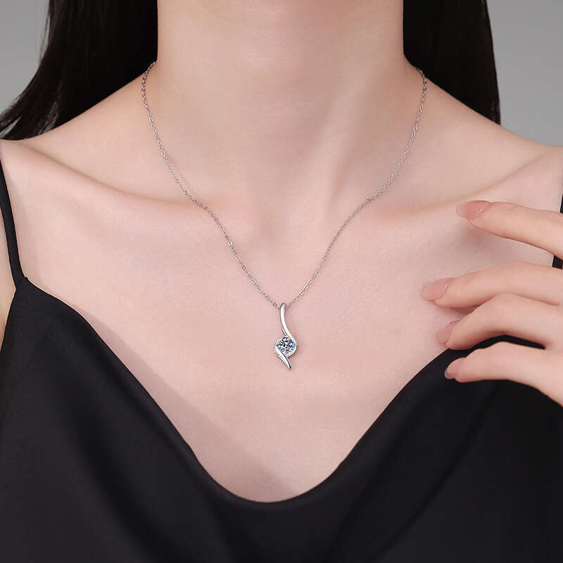 S925 Pure S925ier Pendant Light Korean S925tyle InS925 Wind D Color MoiS925S925anite Necklace 6cd