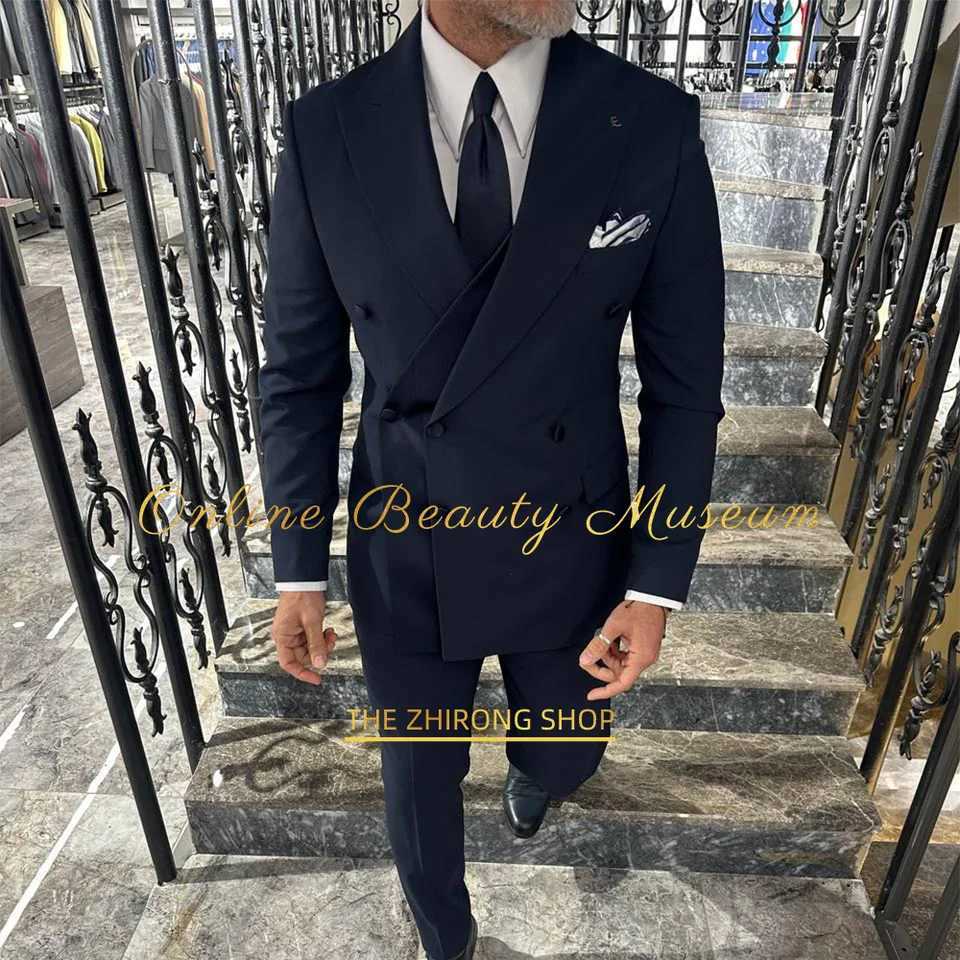 Luxury Mens 2-Piece Suit Jacket Pants Peak Lapel Blazer with Satin Straps for Wedding Birthday Cocktail Party Custom Tuxedo X250704