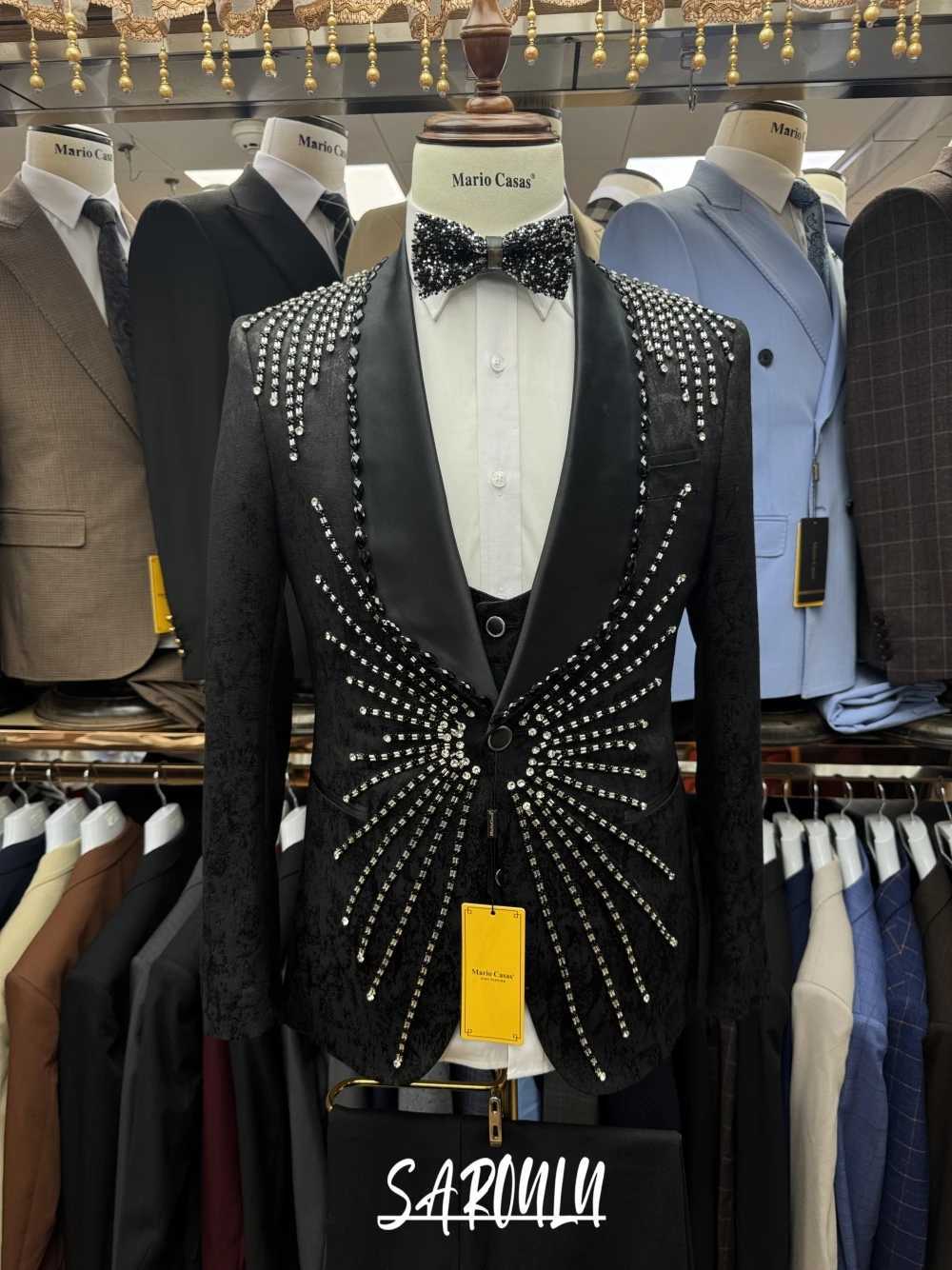 Richly Heavy Beaded Black Men Suit Exclusive Delicate 3-piece Party Crystals Groom Wear Hot Sale Interview Formal Occasions X250704