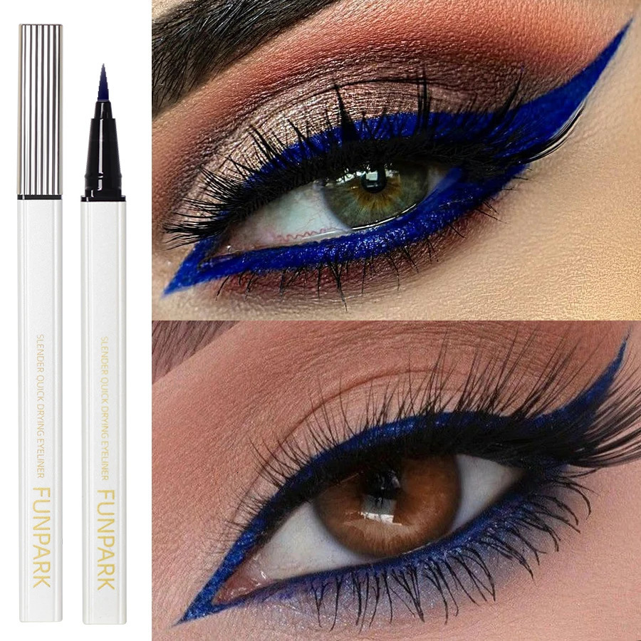 1PC Blue Quick Drying Liquid Eyeliner Pen Waterproof Smooth Long Lasting Colourful Pigment Eye Liner Pen Makeup Eye Beauty 250704