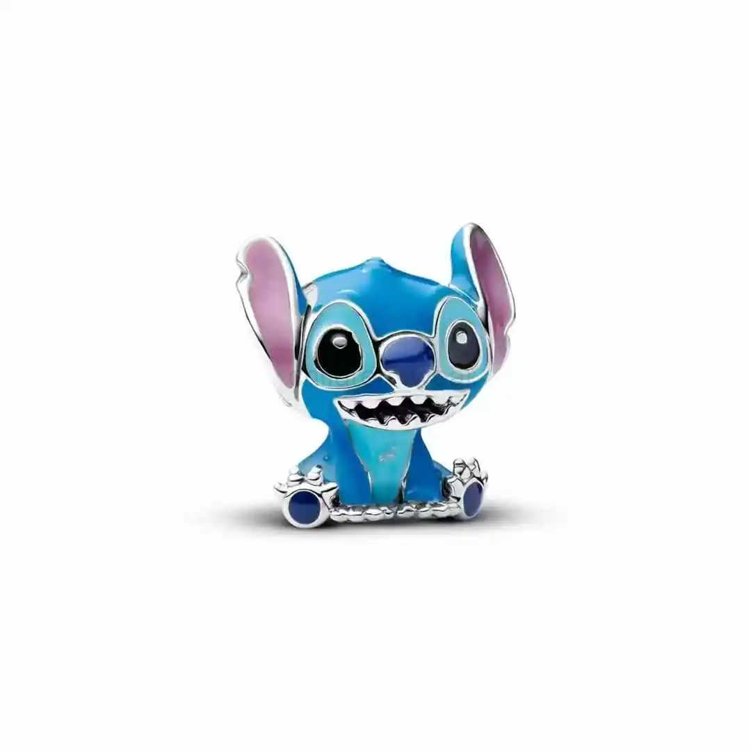 DISNEY New Disney Pink Stitch Pendant Earrings Necklace Ring Original Charm Cartoon Jewelry Suitable for Brand Bracelets Exquisite W20250704