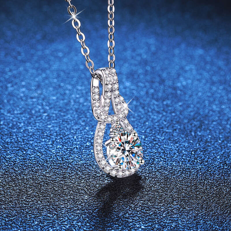 Live S925treaming S925tyle S925 Pure S925ier Pendant Light JapaneS925e and Korean 1 caratS925 D Color MoiS925S925anite Necklace Women'S925 8ab