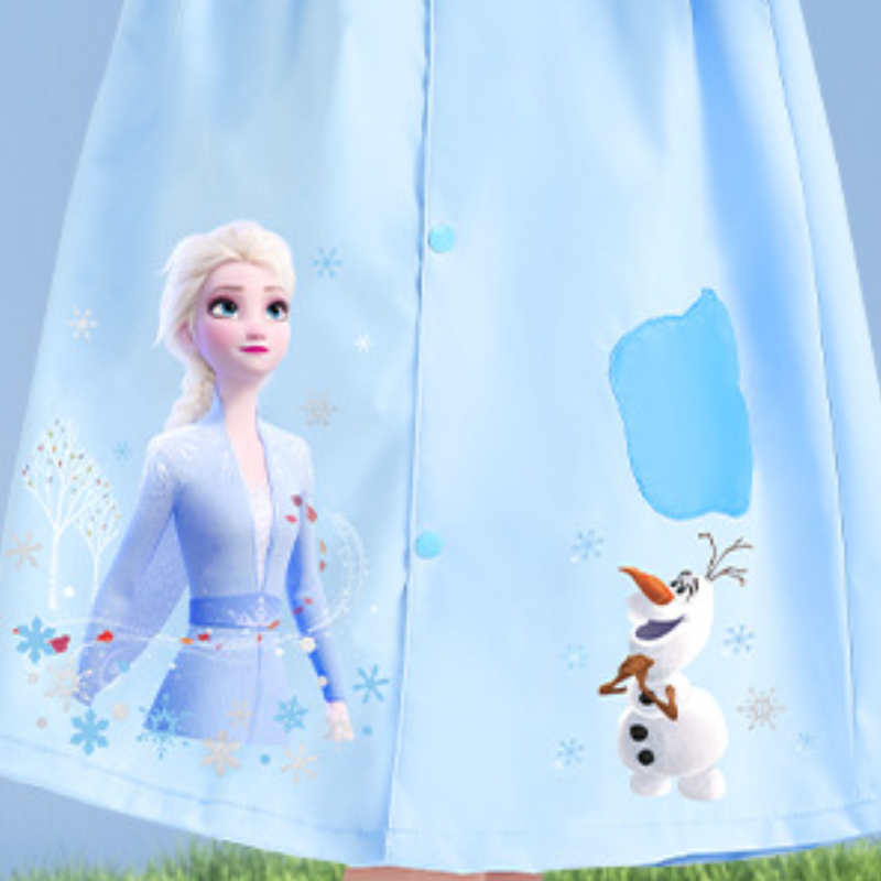 Disney new PU gel children's raincoat lace puffy skirt raincoat princess lace design girl toddler baby princess zipper cloth raincoat waterproof 