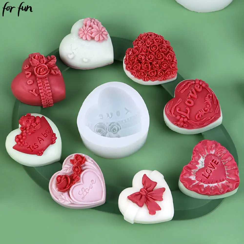 For Fun Heart Shaped Silicone Mold DIY Aromatherapy Candle Mold Handmade Soap Plaster Cake Chocolate Baking Tool Gift Decoration W250704