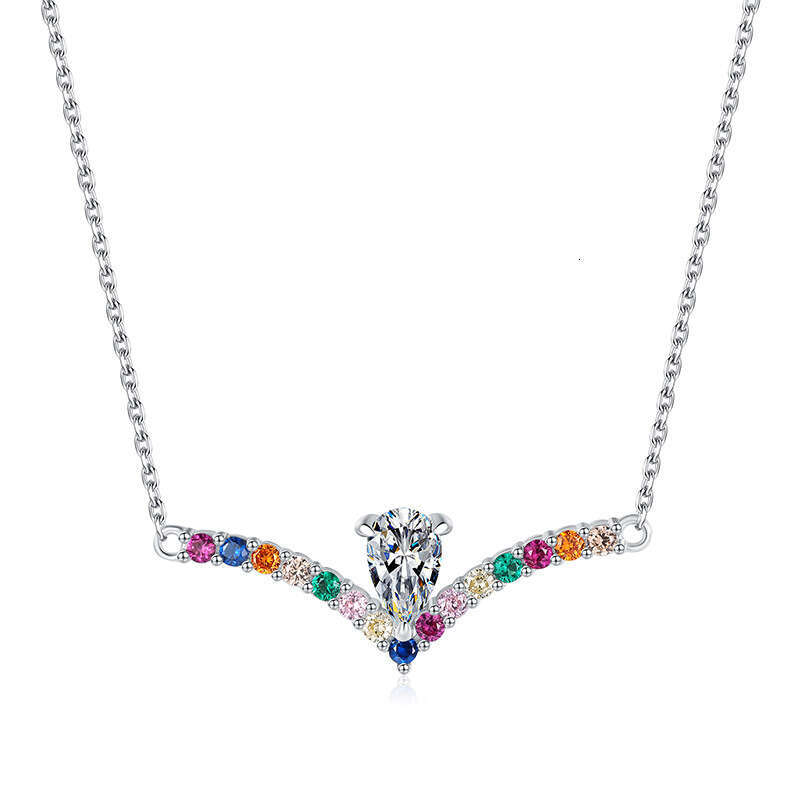 S925 Pure S925ier FaS925hion V-S925haped Water Drop Pendant 1 caratS925 D Color MoiS925S925anite Necklace 202