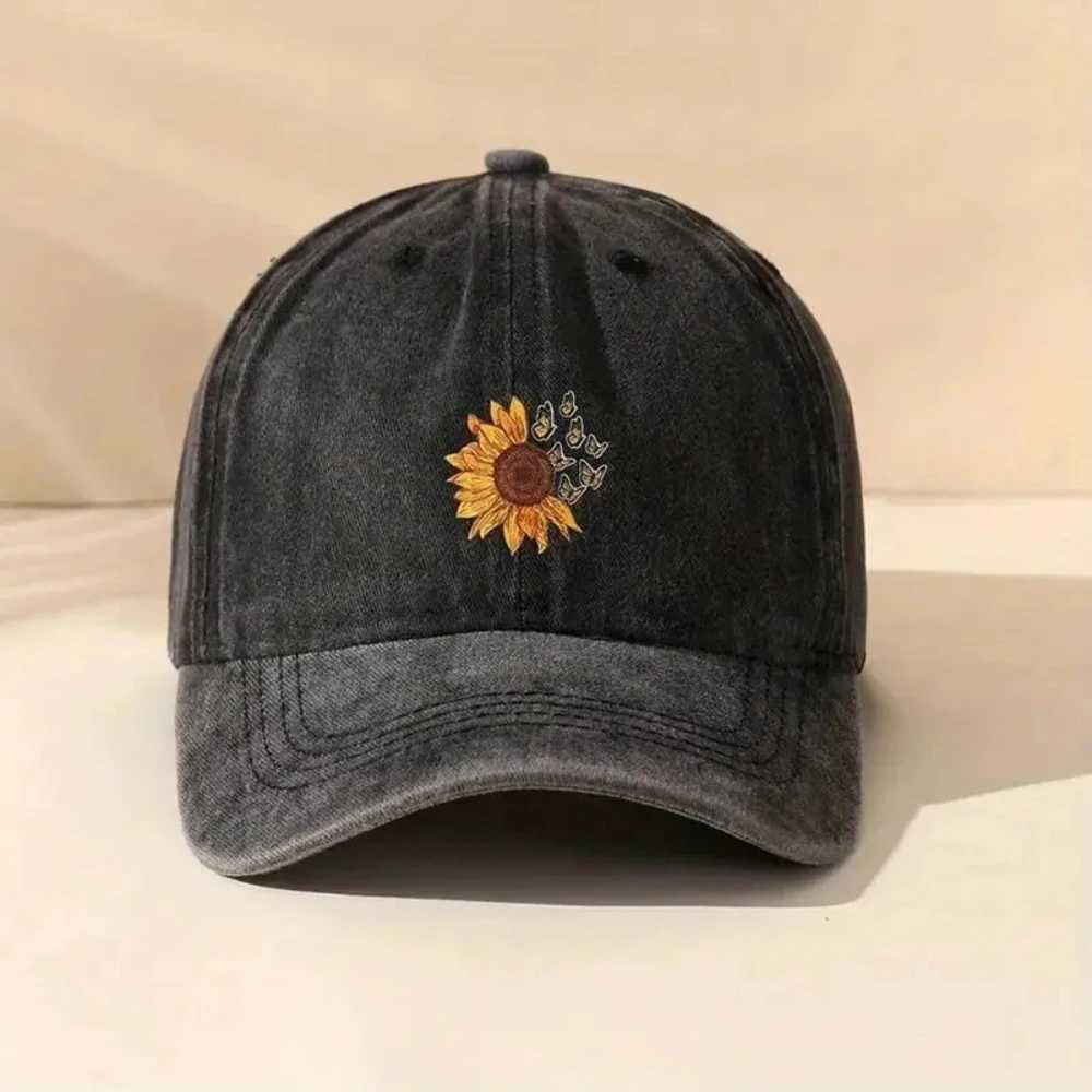 Flower Hat Washing Printing Sunshade Outdoor Cap Duck Tongue Cap Men Wens Solid Color Suower Denim Cap X250704