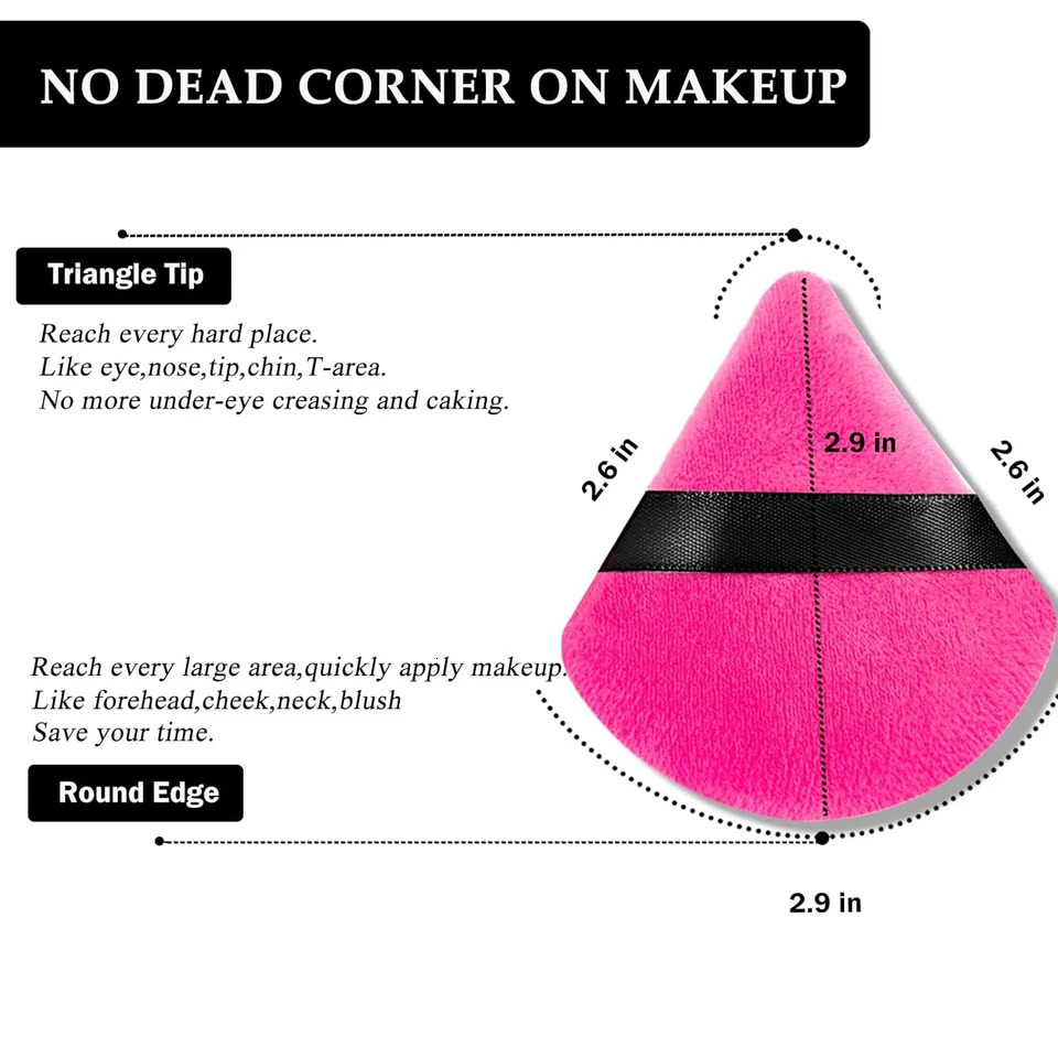 Exquisitely Soft and Velvety Set of 15 Reusable Triangle Powder Puffs - Essential Makeup Tools for Precise Application on Under 250625