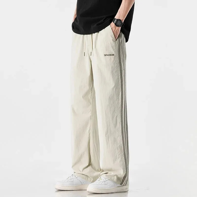 Ice Silk Quick-drying Drooping Pants for Men in Summer 2025 American Fashion Thin Loose Straight Pants Casual Pants 250704