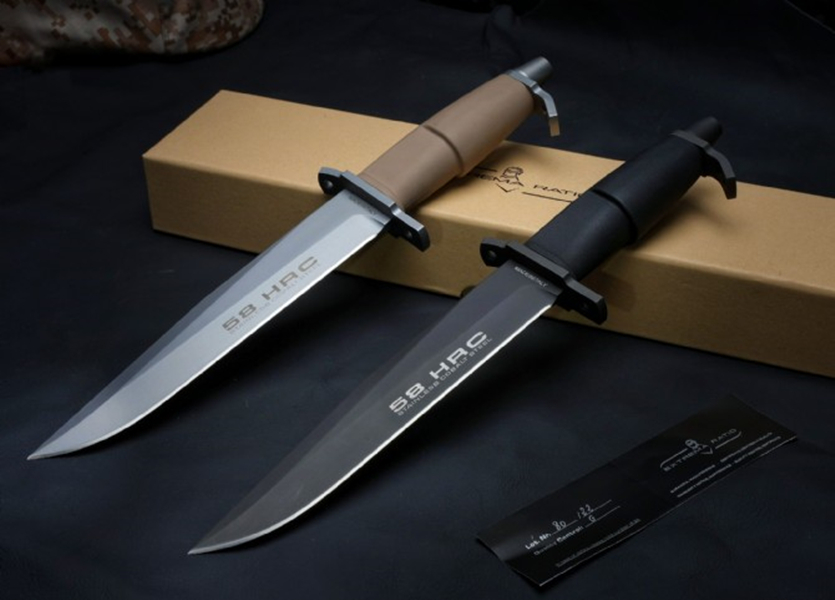 AMF Survival Straight Knife N690 Titanium Coating Straight Point Blade Full Tang Forprene Handle Outdoor Fixed Blade Tactical Knives with Sheath