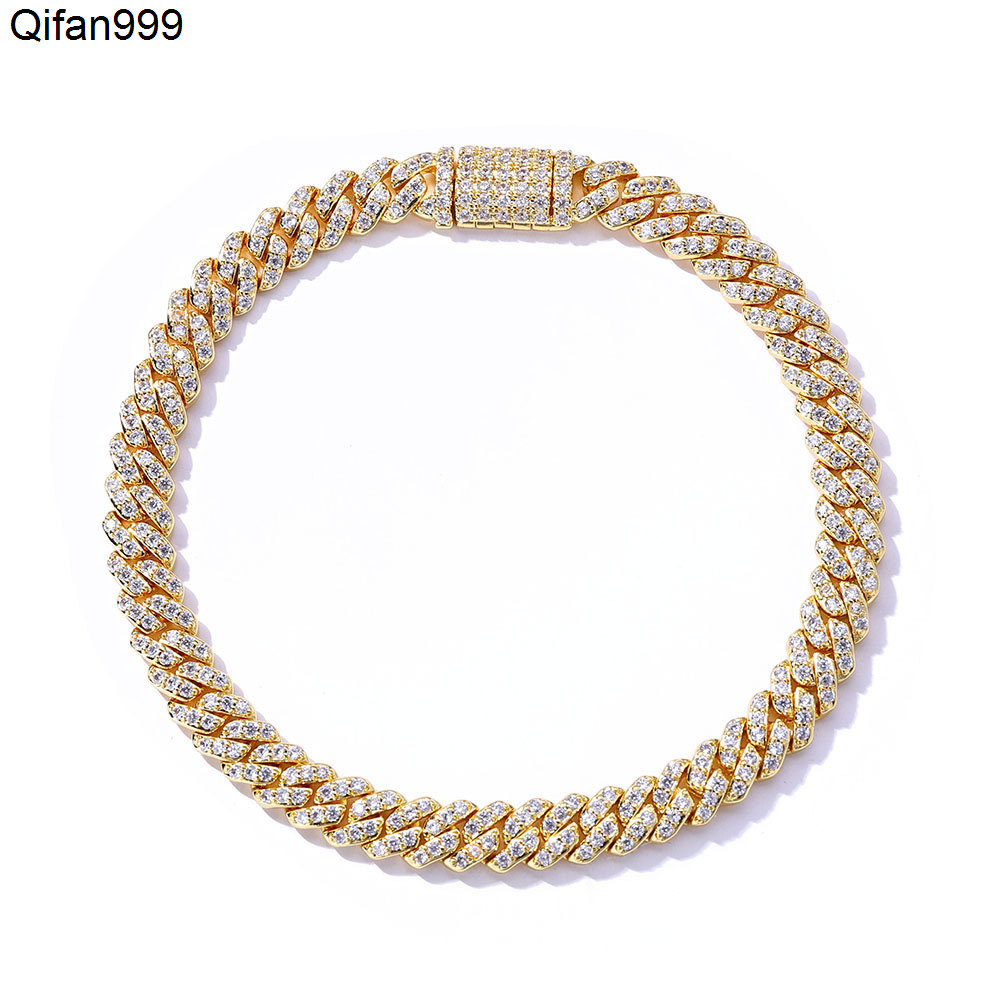 Factory Direct Sale 6MM Hip Hop Bracelet Cuban Chain Spring Buckle Single Row Zircon Cuban Bracelet for Men Jewelry