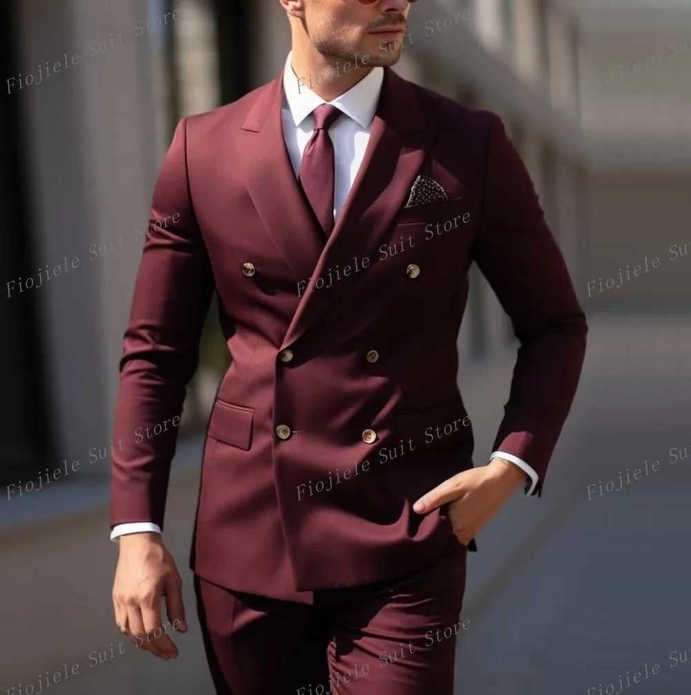 Dark Purple Mens Formal Occasions Business Party Prom Suit Groom Groomsman Wedding Men Tuxedos 2 Piece Set Jacket Pants X250704