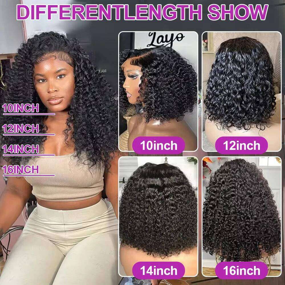 7x5 13x4 Glueless Human Ready to Wear Curly Bob Wigs PrePluck With Baby Hair Deep Water Wave Lace Frontal Wig for Women