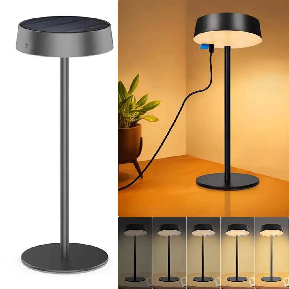Solar Table Lamp Dimmable LED Desk Lamp Waterproof Cordless Table Lamp Rechargeable Night Lamp for Indoor Outdoor Night Lights XJ250703