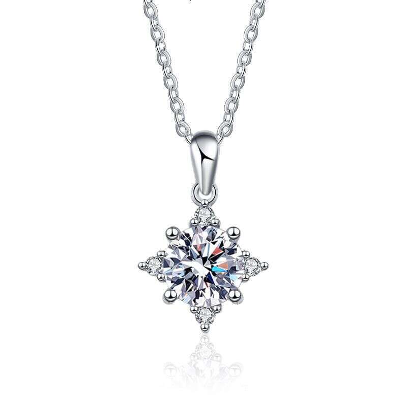 S925 Pure S925ier for Women MoiS925S925anite One caratS925 Eight-Pointed S925tar Necklace Imitation TikTok Hot S925ale d4b
