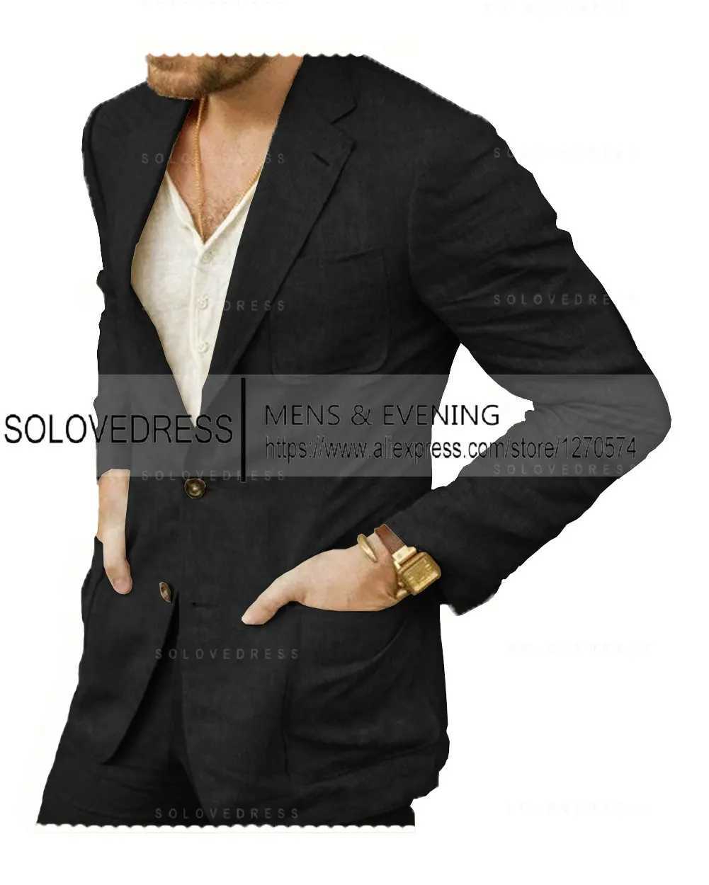 Summer Linen Suit Men Casual Party Classic Blazer Pants 2 Pieces Holiday Travel Tailor-made Breathable Cool Male Outfits X250704