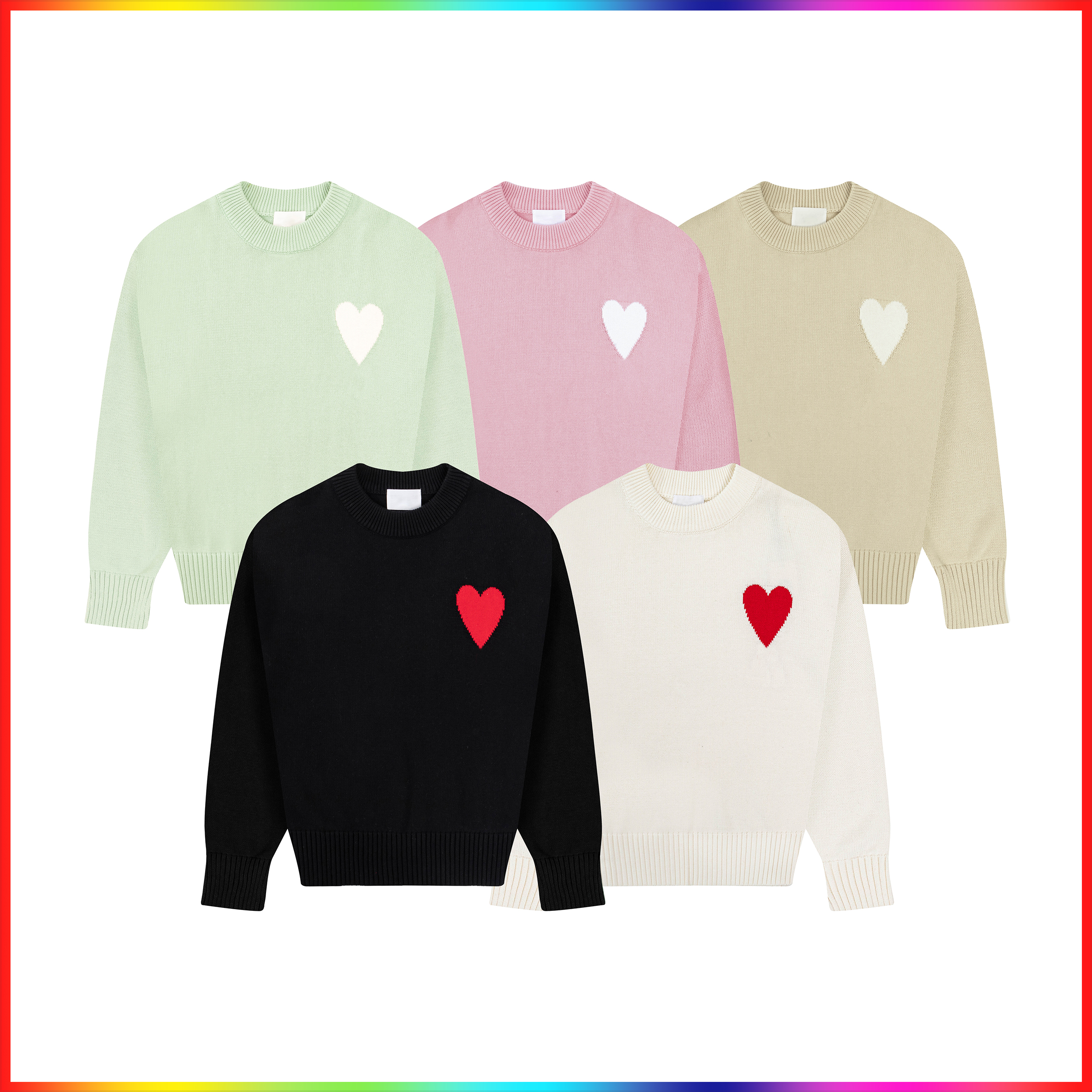 5A Designers Sweaters Paris Fashion A Heart Sweaters Mens Chest Embroidery a Heart Shaped Pattern Fashion Sweaters Women High End Jacquard knitting Sweaters Coats