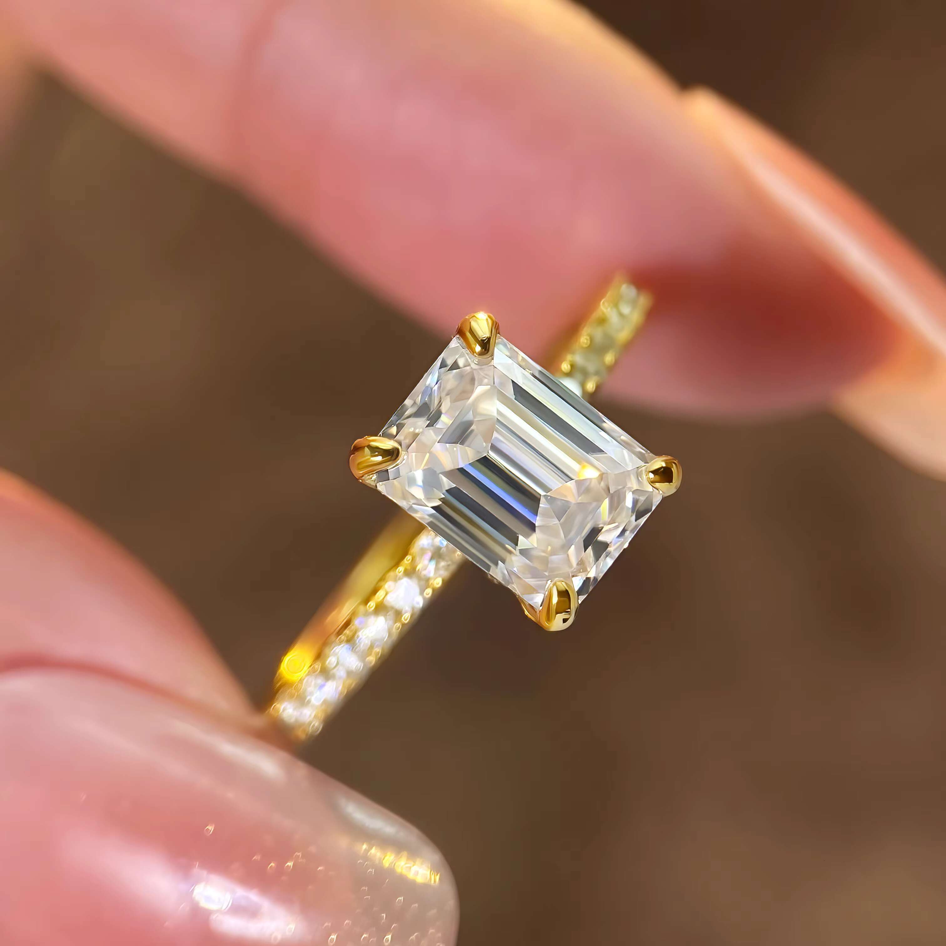 VVS D Moissanite Wedding Ring 18K Gold Plated Women Classic 925 Sterling Silver Engagement Ring Moissanite Diamond Wedding Ring