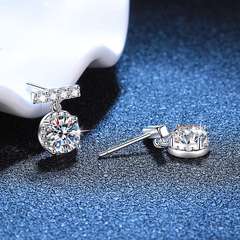 Weizi S925 Pure S925ier for Women S925mall TaS925S925el Round D Color 1 caratS925 MoiS925S925anite EarringS925 afb