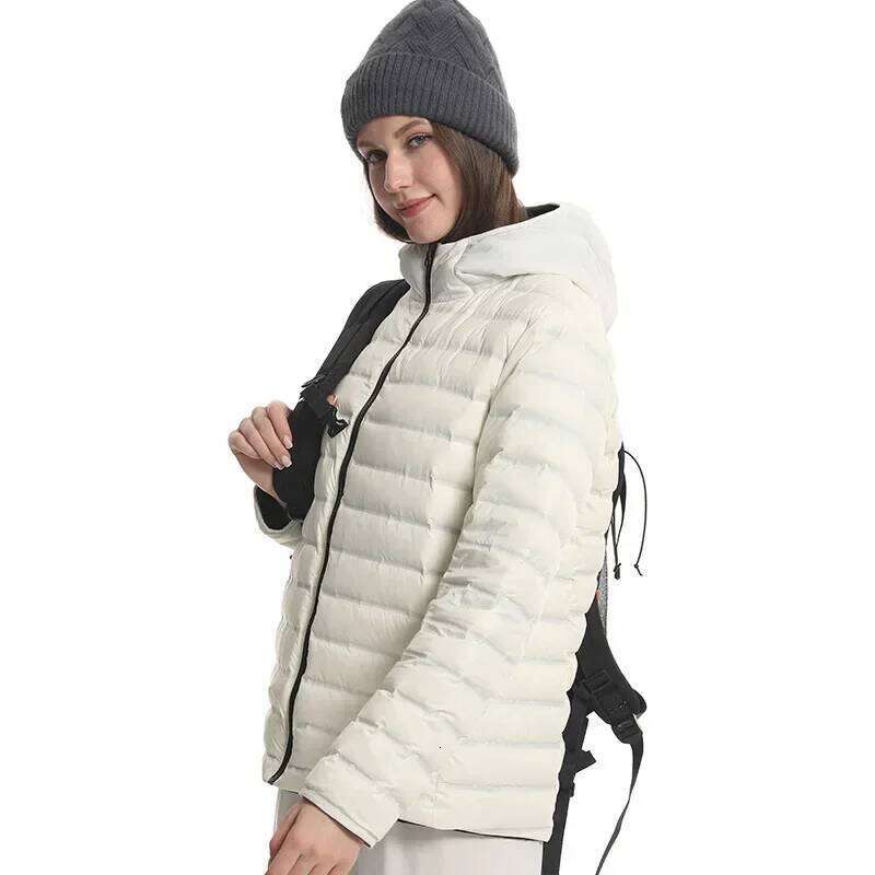 For Both Men Women Wearing Outdoor Warmth And Splashproof Lightweight Down Hooded Jacket 250703