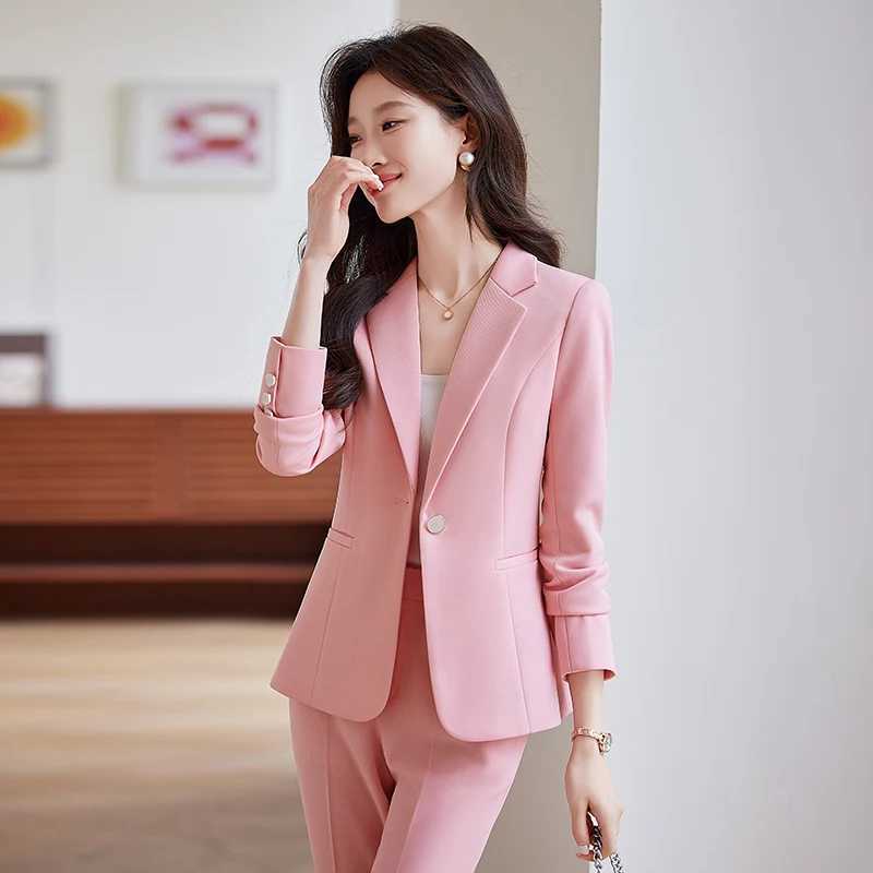 ZJYT Fashion Spring Ladies Pant Suit Women Office Business Formal One Button Blazer Trousers Set Two Piece Outfit Plus Size X250704