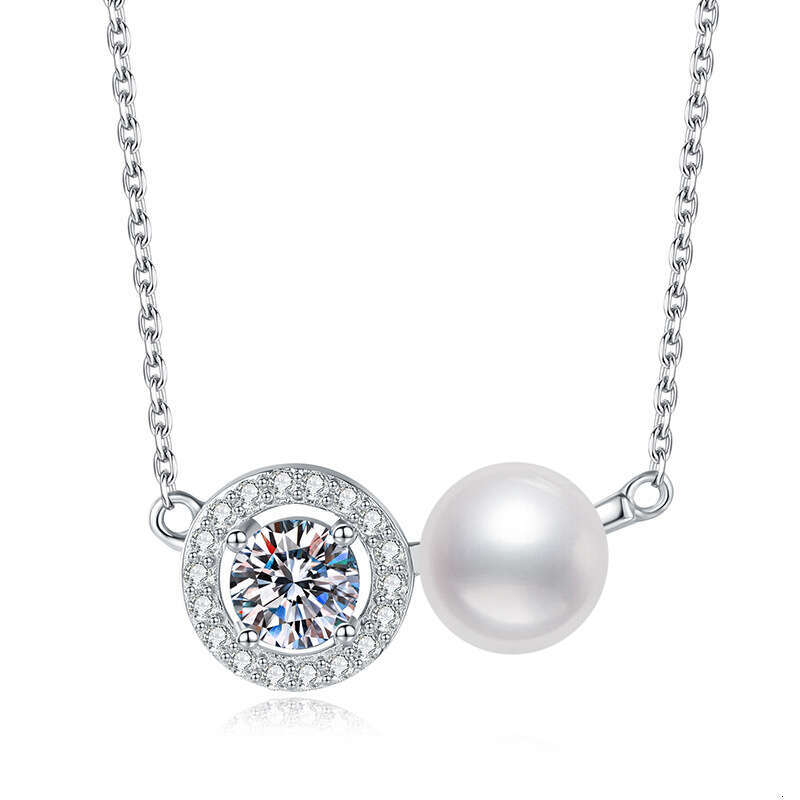 S925 Pure S925ier MoiS925S925anite Natural FreS925hwater Pearl Pendant S925imple Round Necklace 143