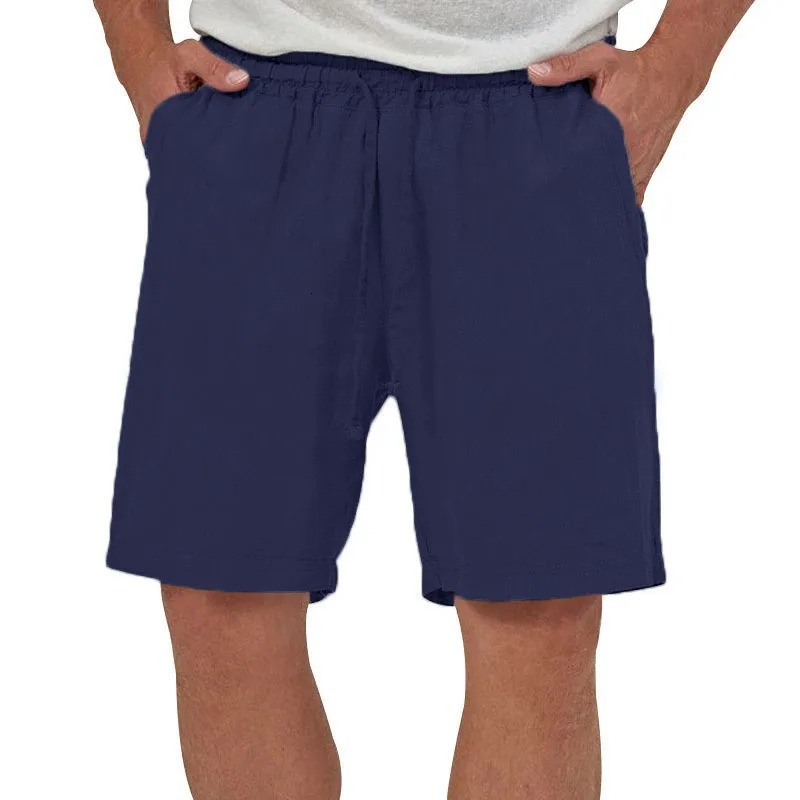 Mens Cotton Linen Shorts Casual Loose Fit Hawaiian Beach Style Short Pants Summer Breathable Lightweight Shorts Cozy Streetwear 250704