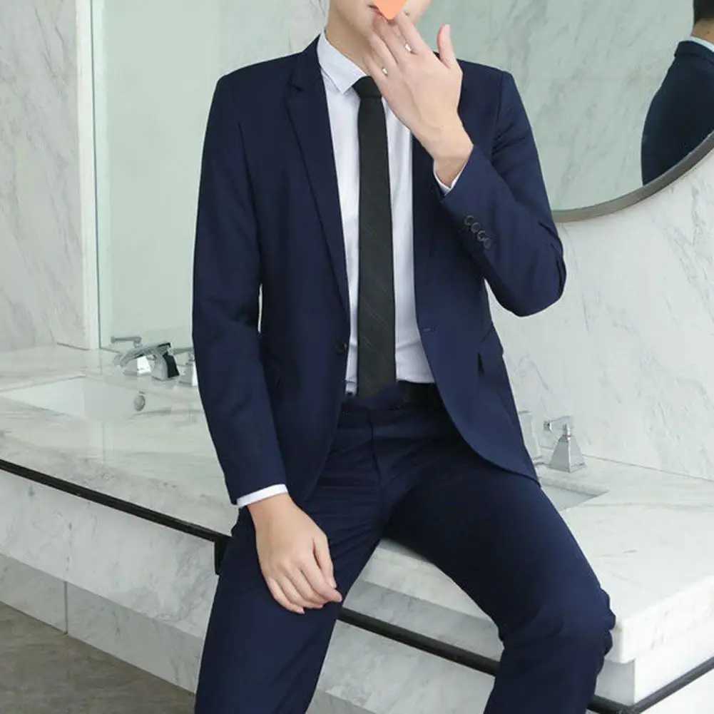 Oversize Men Suit Slim Notched Collar Pants Set Formal Groom Suit Set Workwear Straight Pants Business Suit Workwear X250704