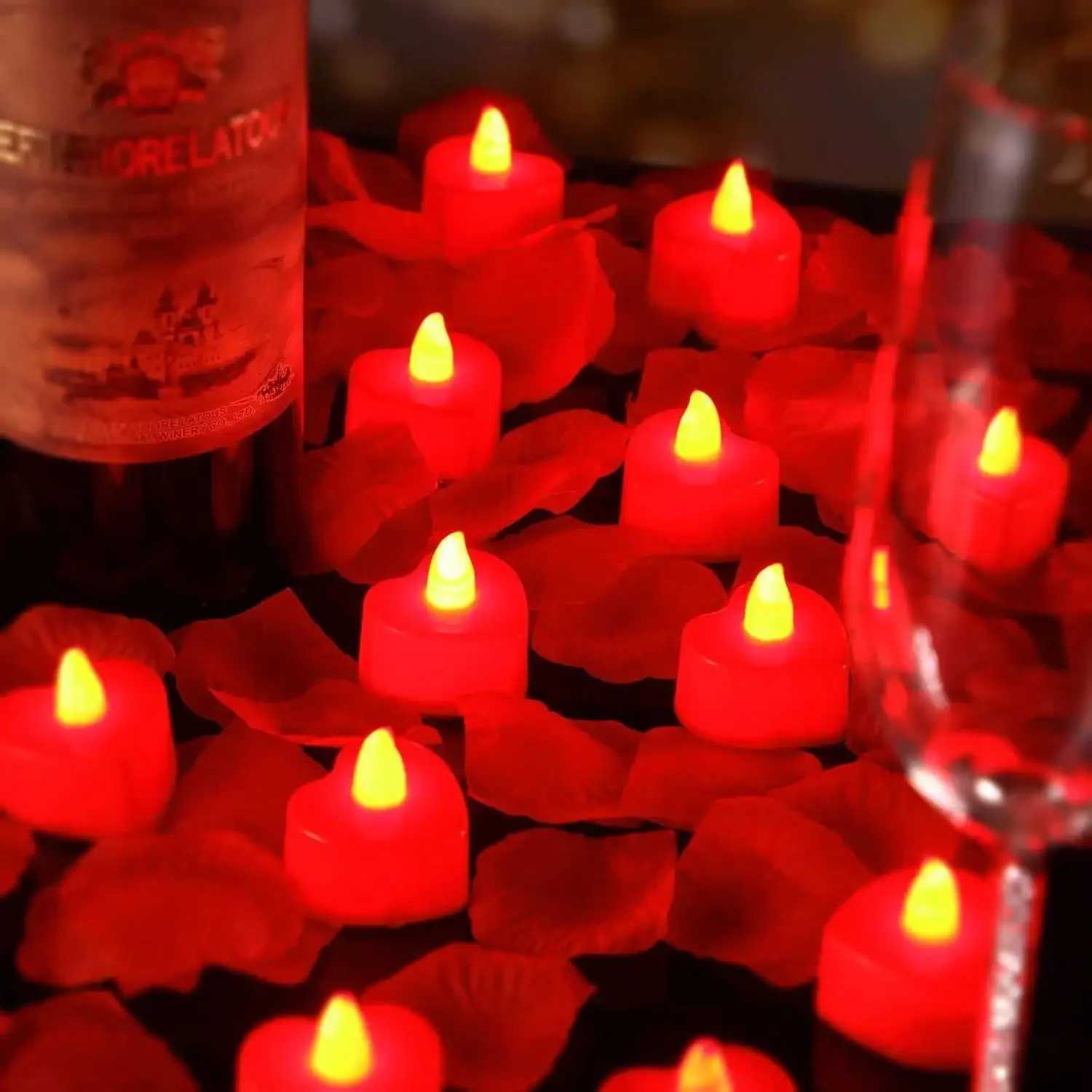 24pcs Heart Shape LED Flameless Tealight Candles Decorations For Romantic Night Valentines Day Wedding Anniversary Or Table D W250704