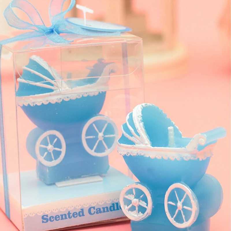 10 pcs Cute Mini Creative Pram Baby Birthday Candle Kid Pram Baby Carriage Candle Cake Cupcake Topper Party Decoration W250704