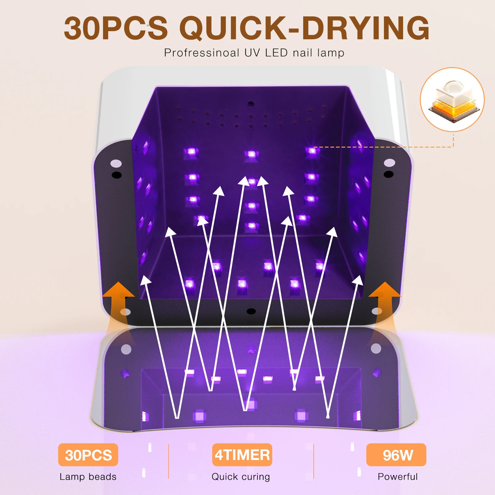268W Cordless UV Nail Lamp Rechargeable UV Light for Gel Nails with Unique Knob Sparkling Rhinestones Diamond 250627
