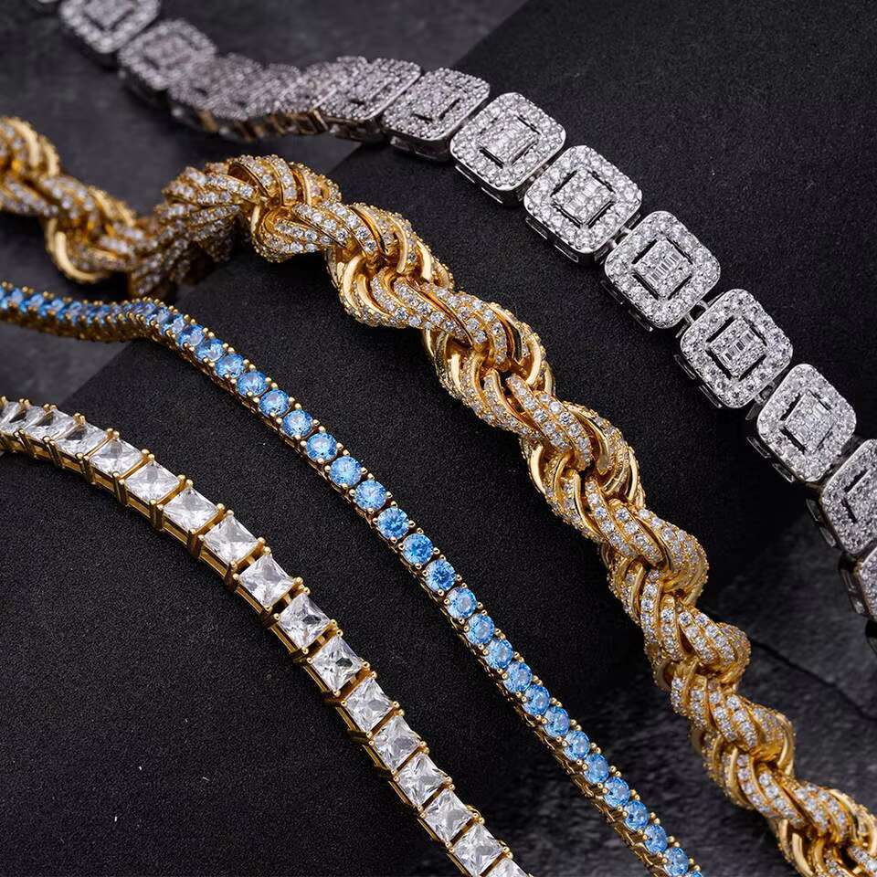 925 Sterling Silver Rope Chain Necklace Twisted Vvs Moissanite Thick 14k Solid Gold Rope Chain