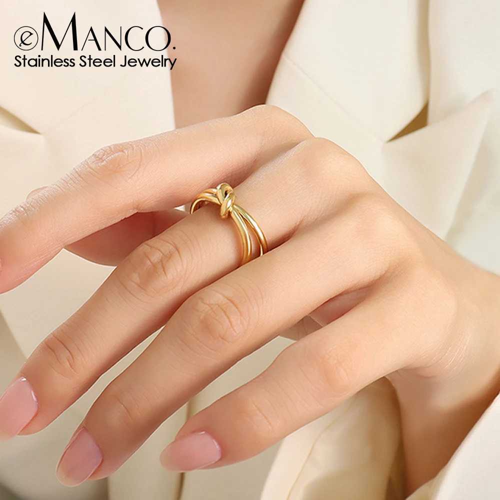 eManco Stainless Steel Braided Twist Ring Personalized Open End Ring Niche Jewelry For Women Holiday Gift Y250704