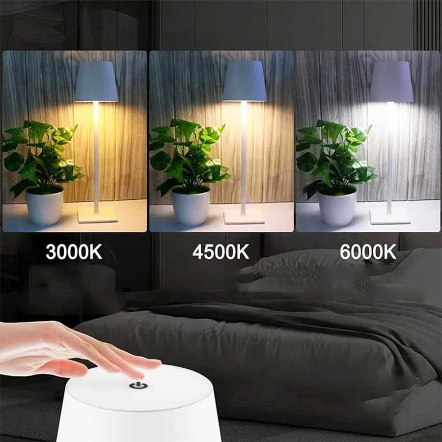 Rechargeable Table Lamp Touch Sensor LED Desktop Night Light Wireless Reading Lamp for Restaurant Hotel Bar Bedroom Decor LightsXJ250703