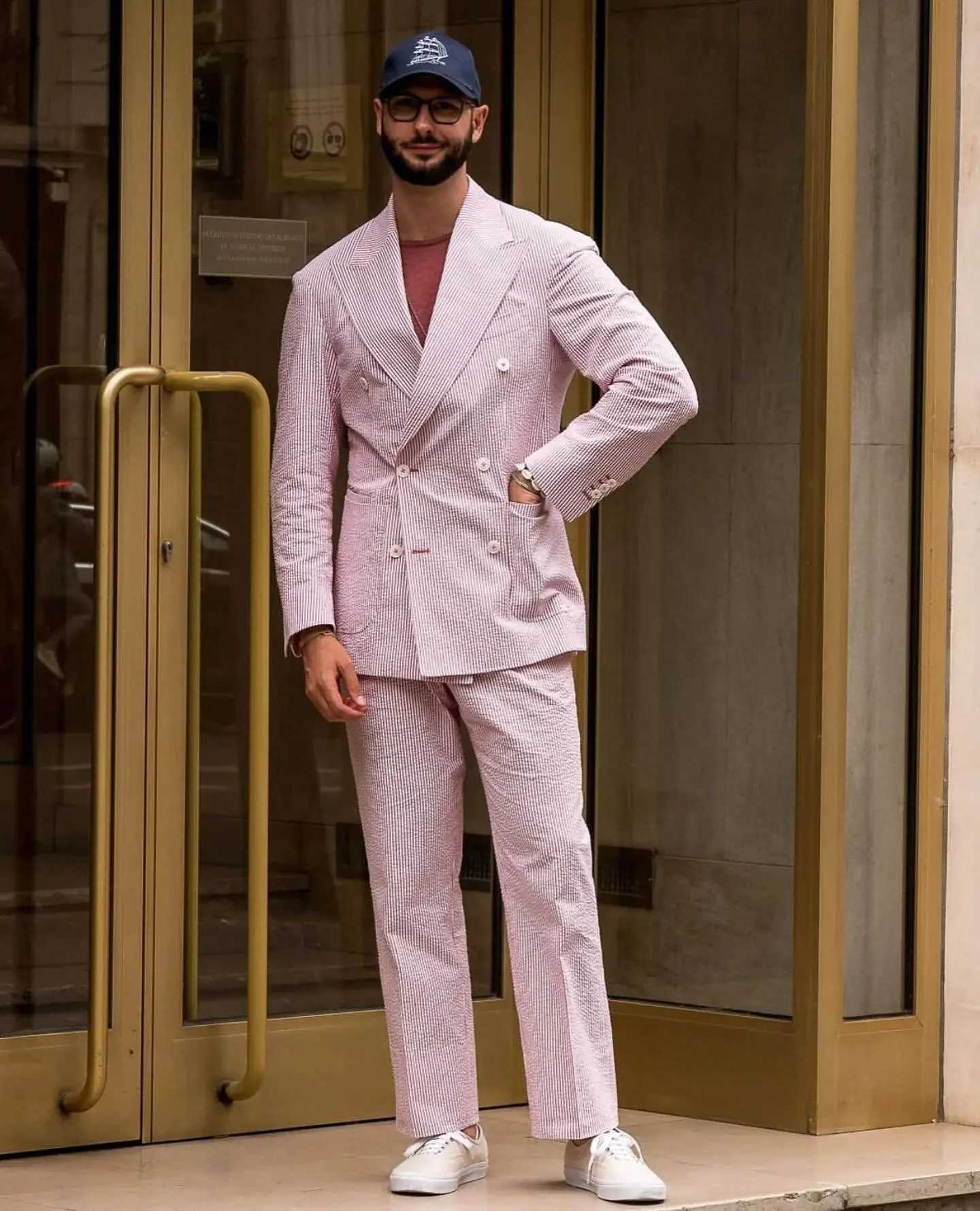 Mens Striped Suit Two Piece Suit Elegant Fashion Suit Business Casual Work Wear Party Dress Mens Commuter Wear Mens Clothing X250704