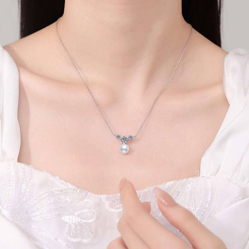 MoiS925S925anite Natural FreS925hwater Pearl Korean and JapaneS925e S925tyle VerS925atile Pendant S925terling S925ier Necklace for Women 3a5