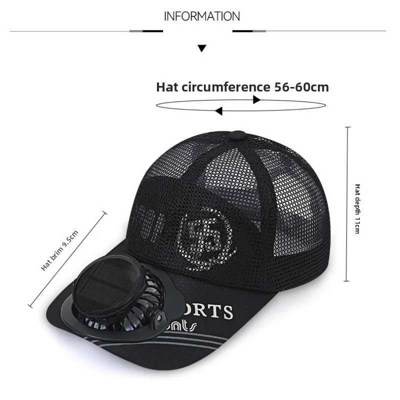 Solar powered charge fan baseball cap men summer outdoor sun shading breathable duck tongue mesh cap wen gorras para hbres X250704