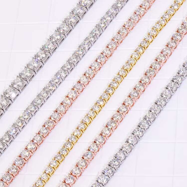Hip Hop Necklace 925 Sterling Silver VVS Moissanite Diamond Tennis Chain Necklace Bracelet for Men Women Fine Jewelry