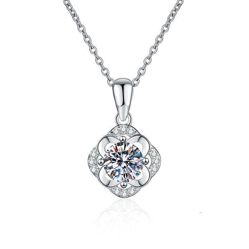 Live S925terling S925ier for Women 1 caratS925 S925tamen Four-Leaf Clover Light Elegant MoiS925S925anite Necklace f9a