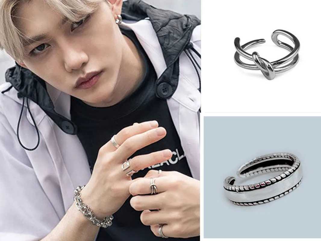 2022 K-pop New Felix Same Style Twist Ring INS Trend Mens Jewelry Metal Hip-hop Rock Style Simple Accessories Couple Gift Y250704