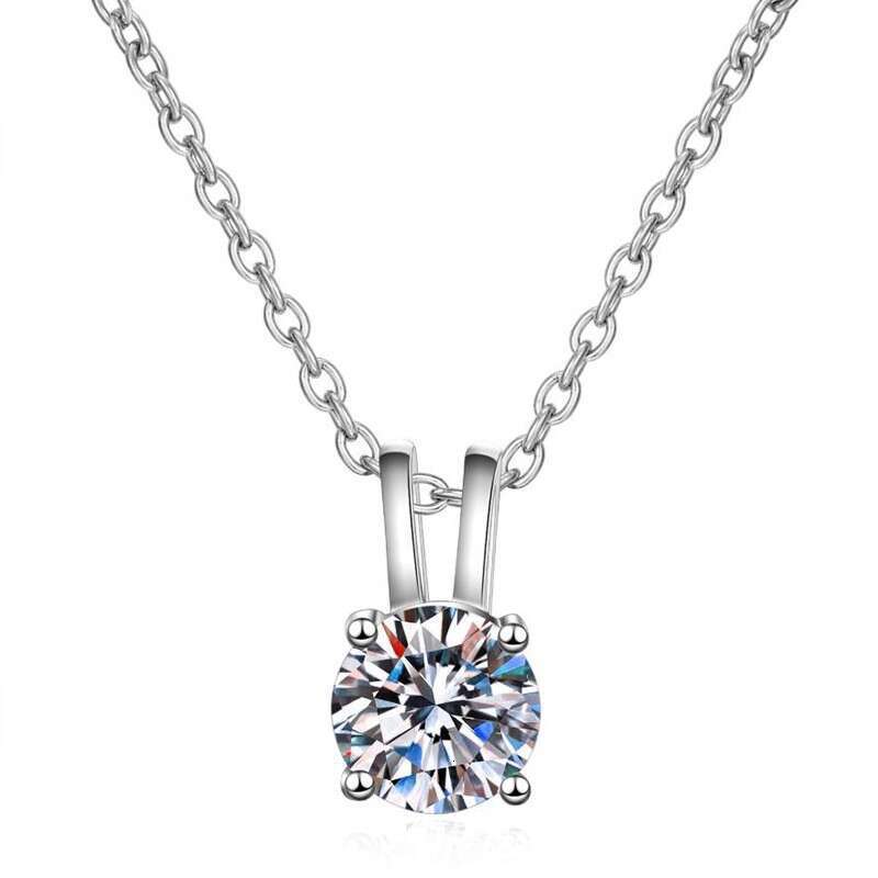 S925 Pure S925ier One caratS925 ClaS925S925ic Four-Prong Necklace Korean S925tyle S925imple MoiS925S925anite Collarbone Chain for Women df0
