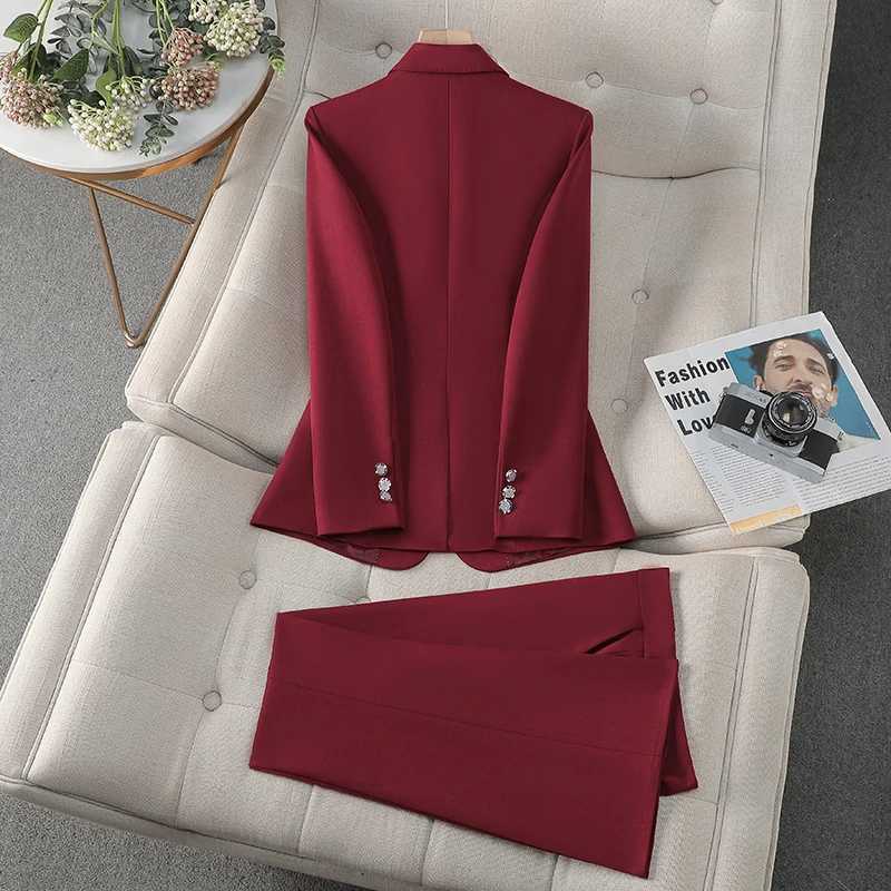 ZJYT Business Chic Formal Work Wear Jacket Pant Sets Women Elegant Blazer Suit Trousers Set Two Piece Outfit Plus Size Clothing X250704